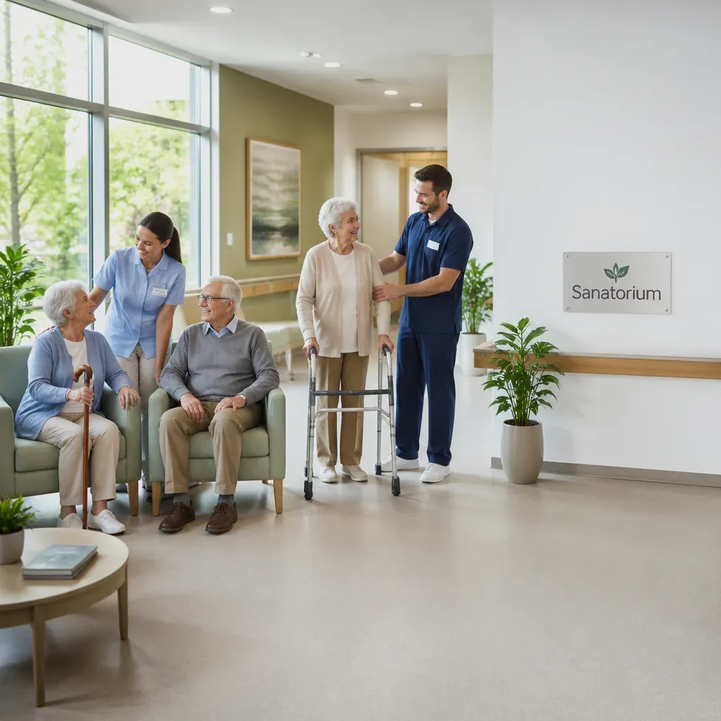 Senior na sprehodu v urejenem parku CareGResort